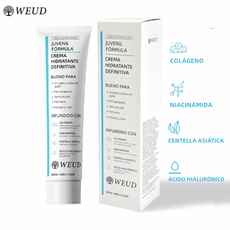 WEUD Crema Coreana con Colágeno, Niacinamida, Centella Asiática y Ácido Hialurónico 100 G